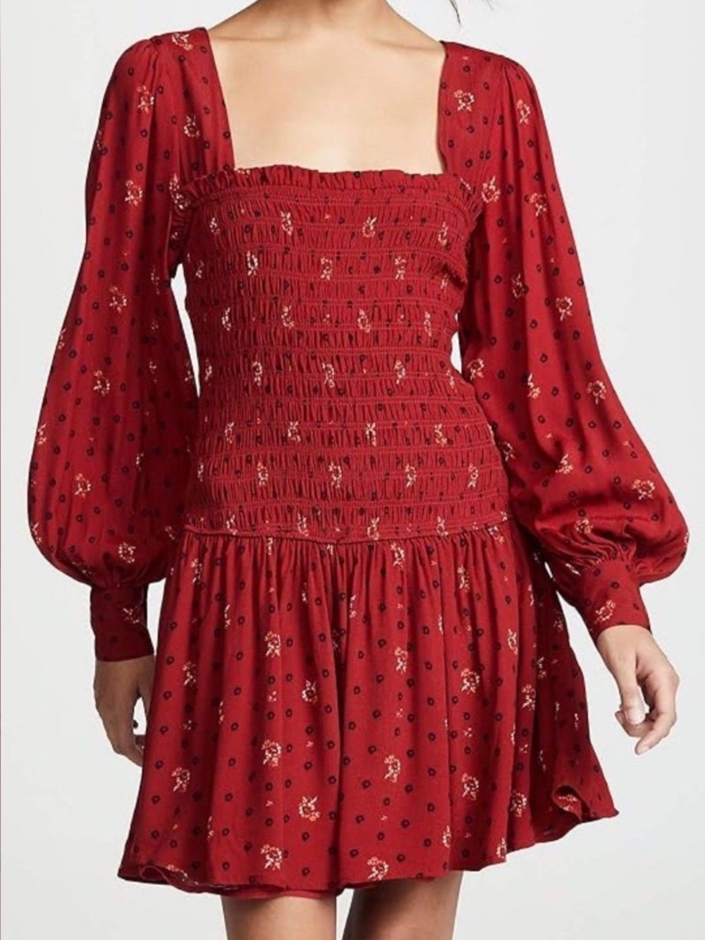 Free People Two Faces Smocked Mini Dress